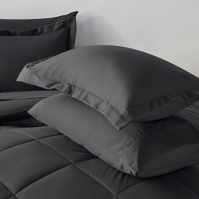 Diamond Quilted Solid Color Comforter 7-Piece Set