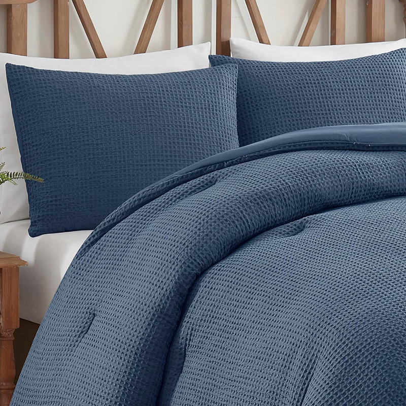 Three Piece Cotton Waffle Comforter Set