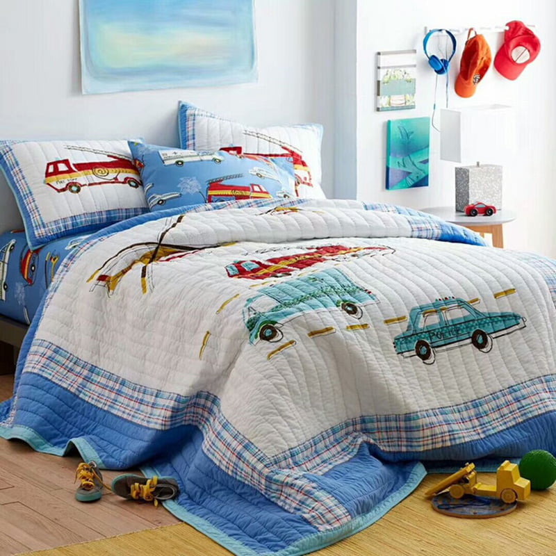 Adolescent Pure Cotton Double-Layer Yarn Duvet Three Piece Set with Cute Animal Print