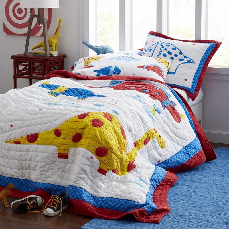 Adolescent Pure Cotton Double-Layer Yarn Duvet Three Piece Set with Cute Animal Print