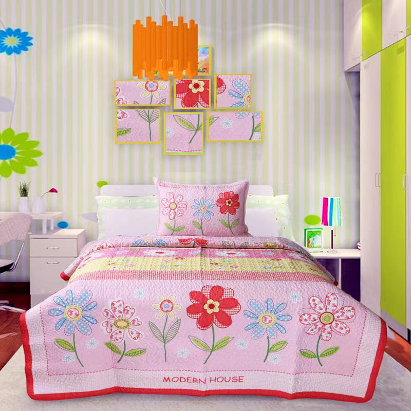 Youth Style Pure Cotton Quilt Three Piece Set with Fashionable Print Design