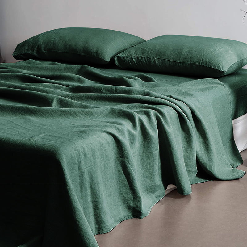 Solid Linen Bed Sheet Set