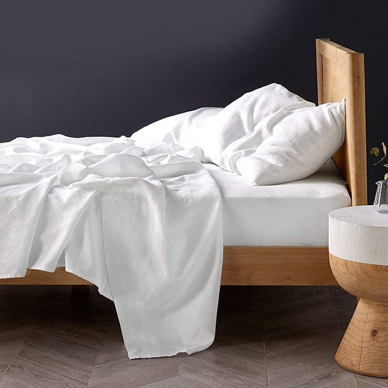 Solid Linen Bed Sheet Set