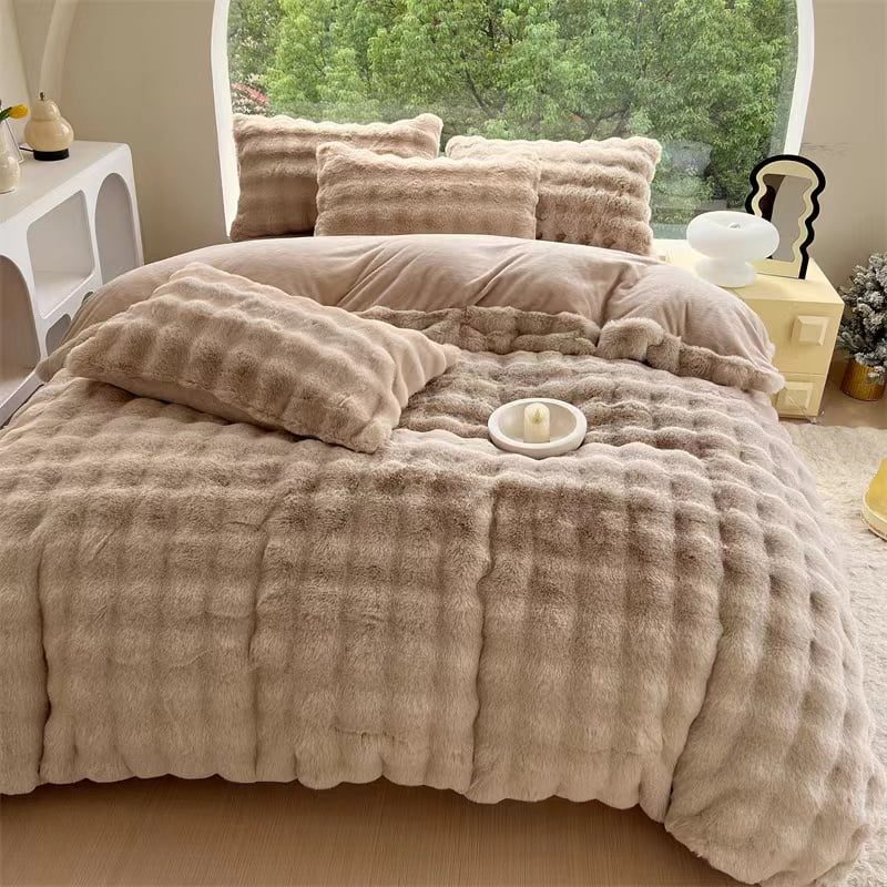 Imitation Rabbit Fur Duvet Cover Set