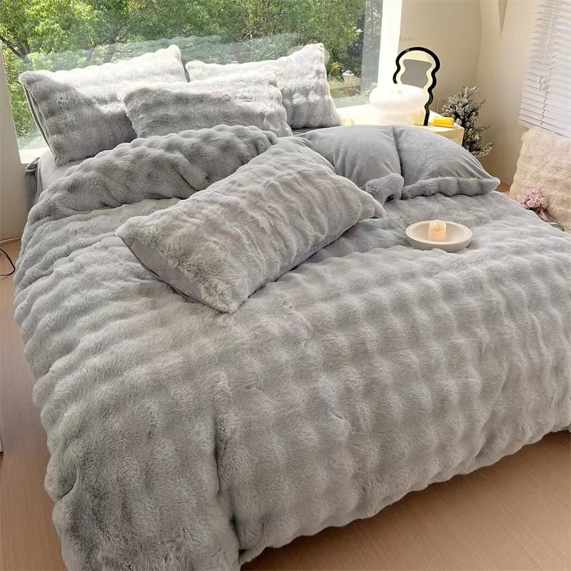 Imitation Rabbit Fur Duvet Cover Set