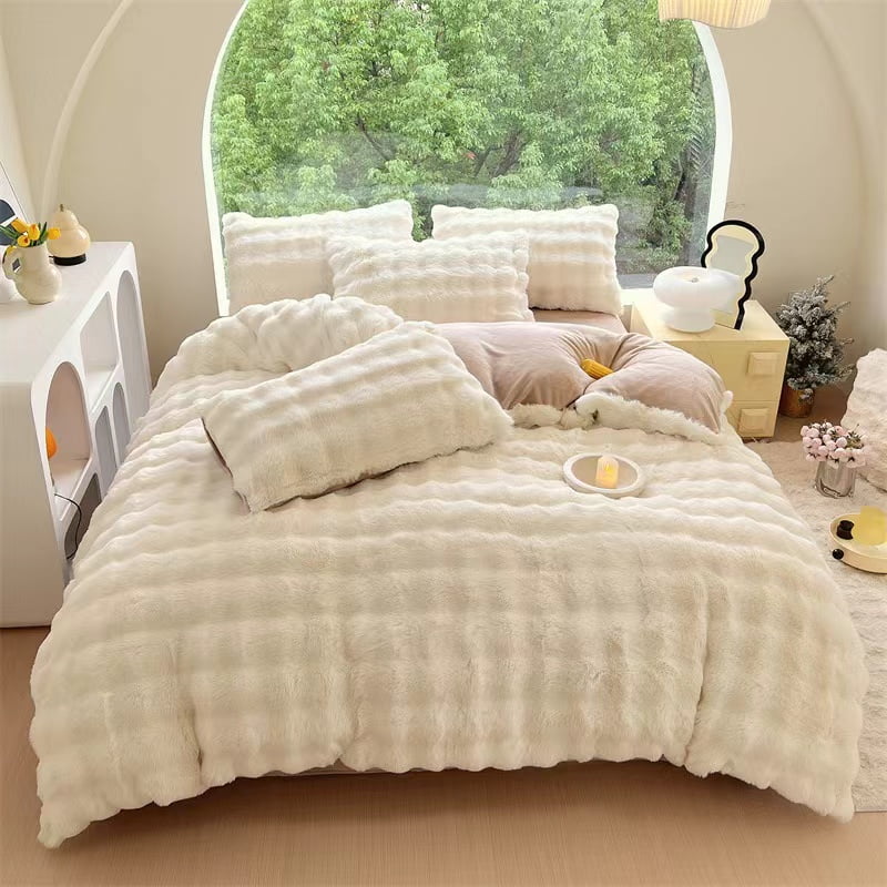 Imitation Rabbit Fur Duvet Cover Set