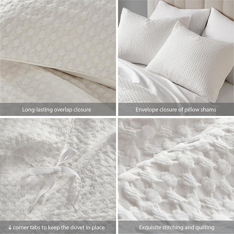 Polyester or Cotton Waffle Duvet Cover Set