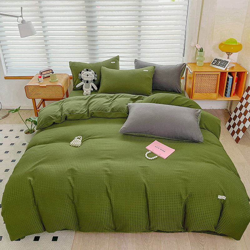 Polyester or Cotton Waffle Duvet Cover Set