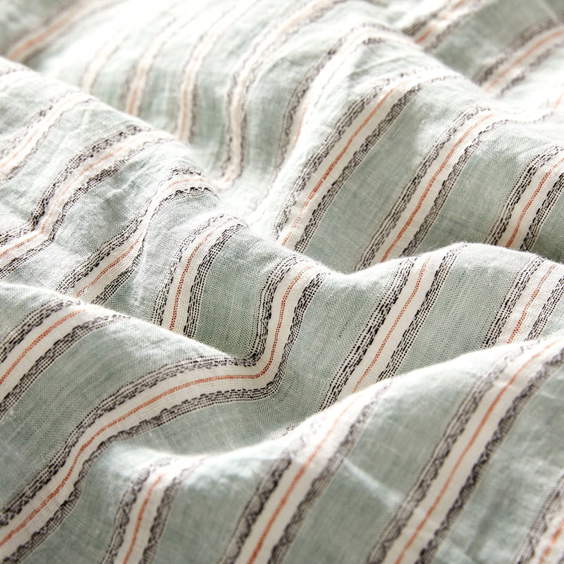 Simple Striped Printed Pure Linen Duvet Cover Set