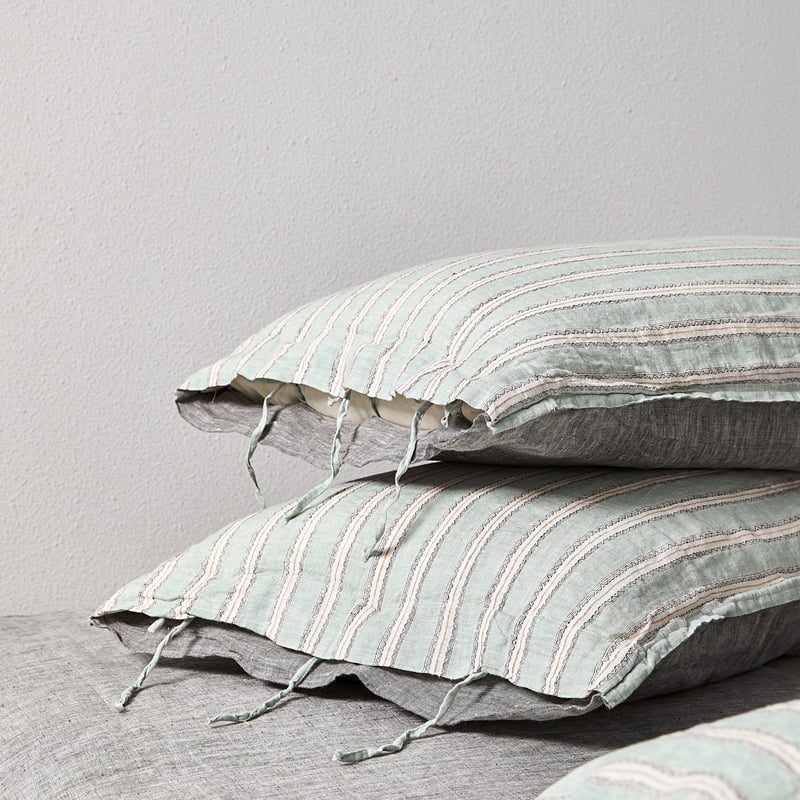 Simple Striped Printed Pure Linen Duvet Cover Set