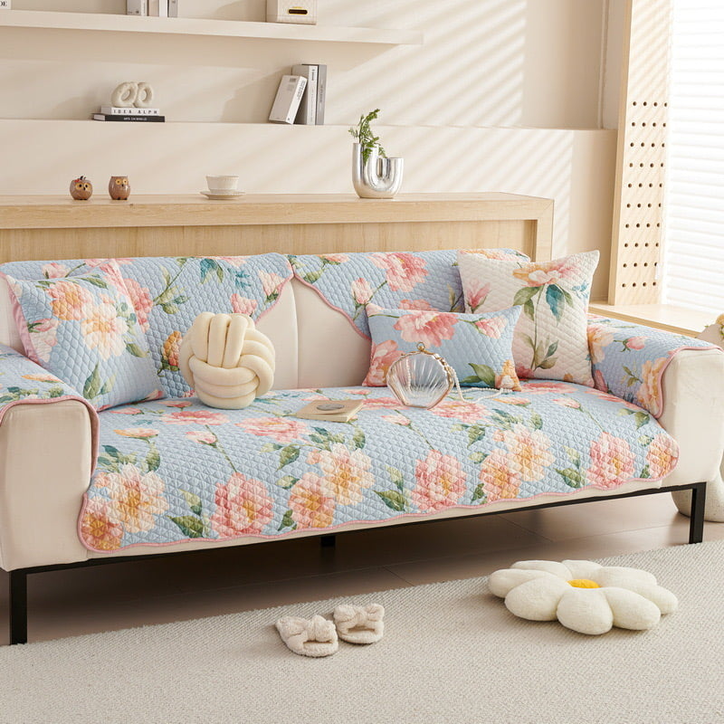 Pure Cotton Quilted Printed Sofa Cover